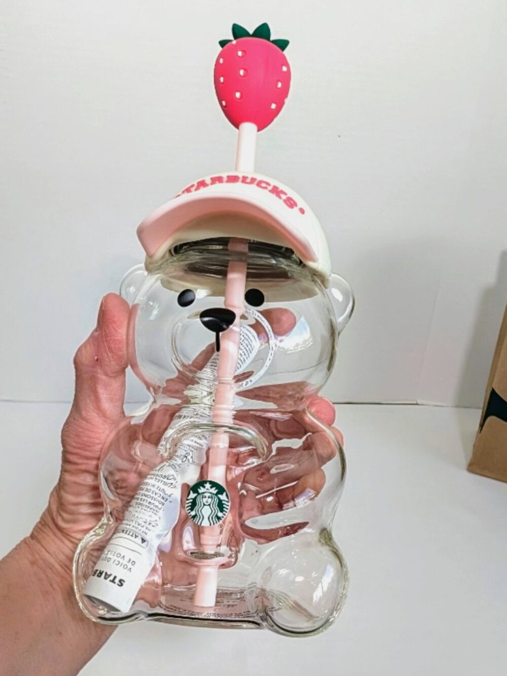 2026 Starbucks Limited Edition Pink Bearista Glass Cup 20oz Strawberry